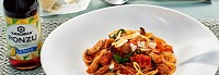 Спагетти с тунцом, грибами и Понзу